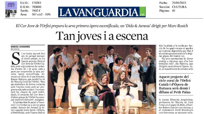 'Dido and Aeneas' Opera debut of  Youth Choir of the Orfeó