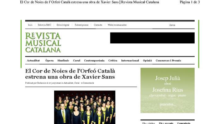 The Cor de Noies of the Orfeo Català premieres a work of Xavier Sans